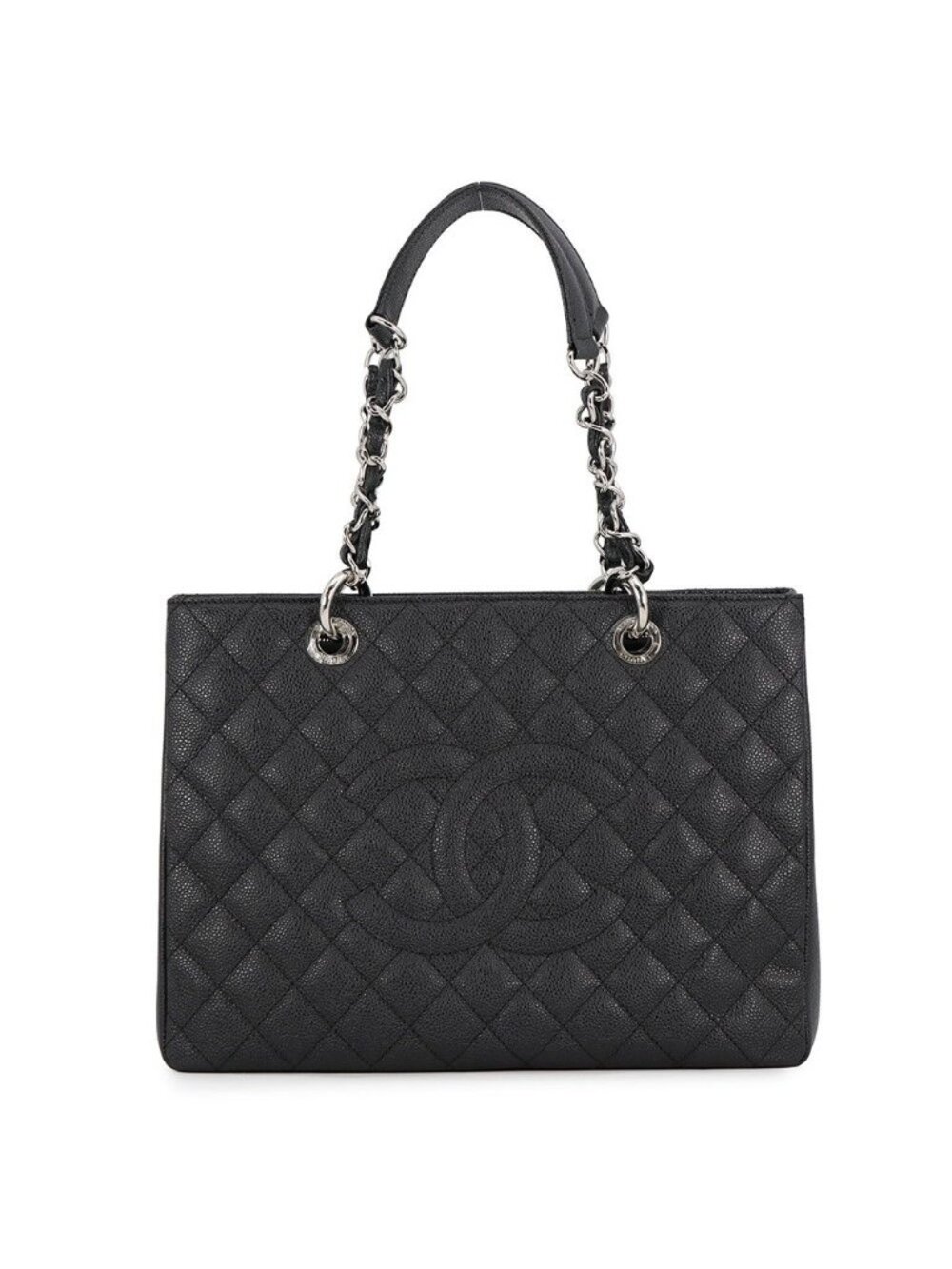 Chanel Chain Tote Bag CC Logo Quilted Grand Shopping GST Caviar Leather Shoulder